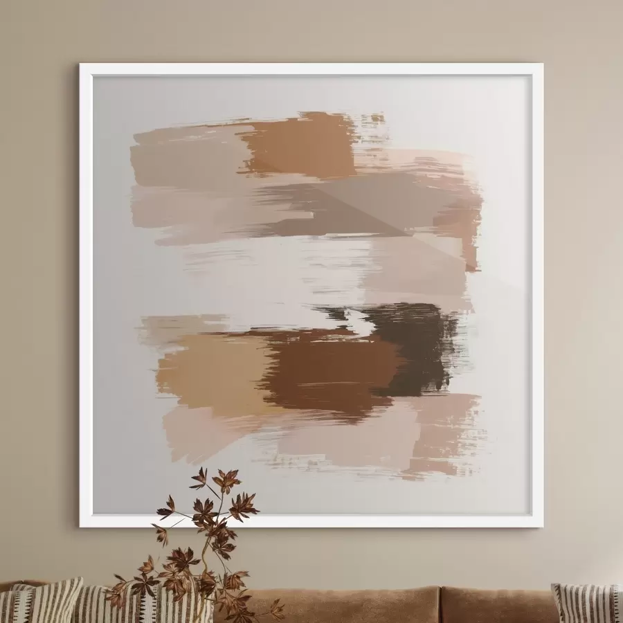 Fototapeedid Minimalistlik kompositsioon horisontaalsete pintslitõmmetega kohvi- ja terrakotta toonides f48858