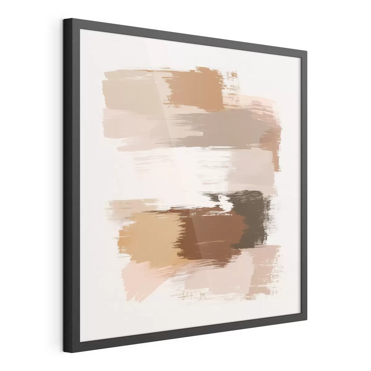 Plakat Minimalistlik kompositsioon horisontaalsete pintslitõmmetega kohvi- ja terrakotta toonides f48858