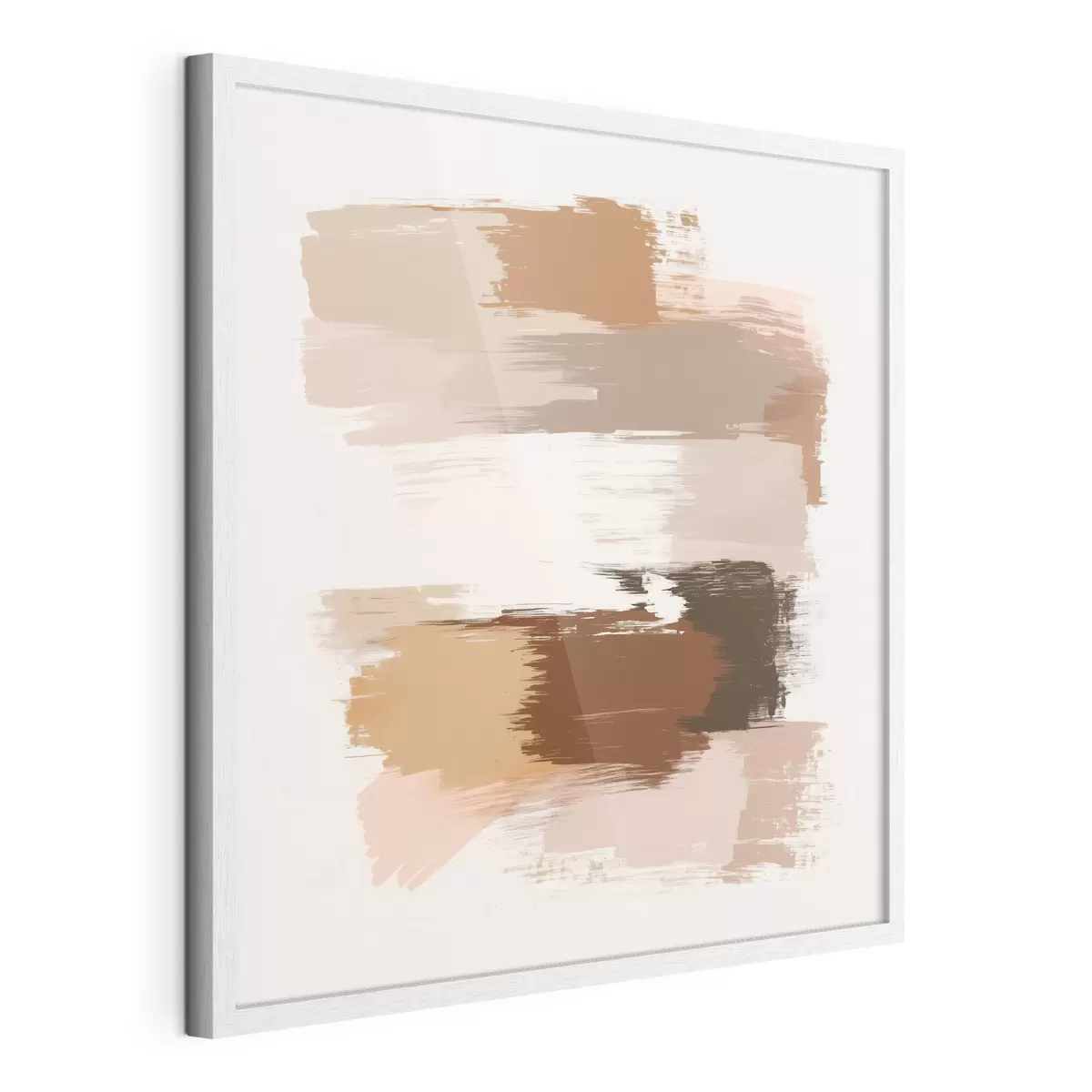 Plakat Minimalistlik kompositsioon horisontaalsete pintslitõmmetega kohvi- ja terrakotta toonides f48858