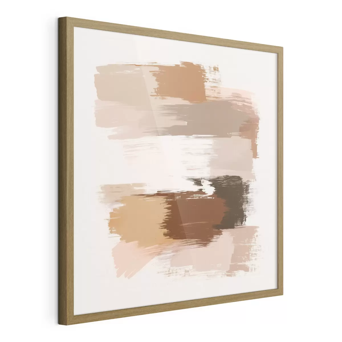 Plakat Minimalistlik kompositsioon horisontaalsete pintslitõmmetega kohvi- ja terrakotta toonides f48858
