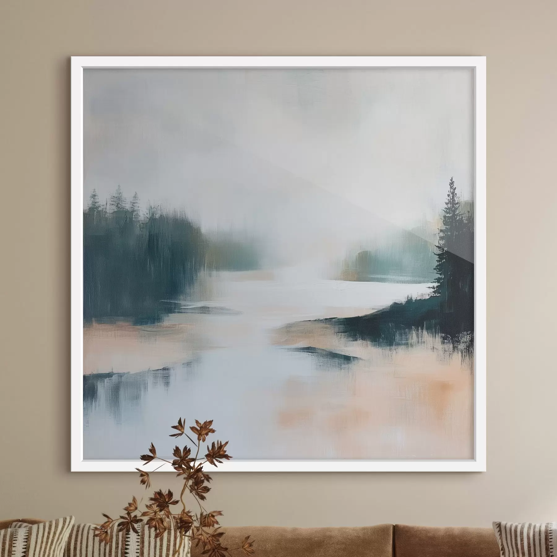 Fototapeedid Abstraktne metsamaastik roosa ja sinise toonides kaasaegses maalikunstistiilis f48862