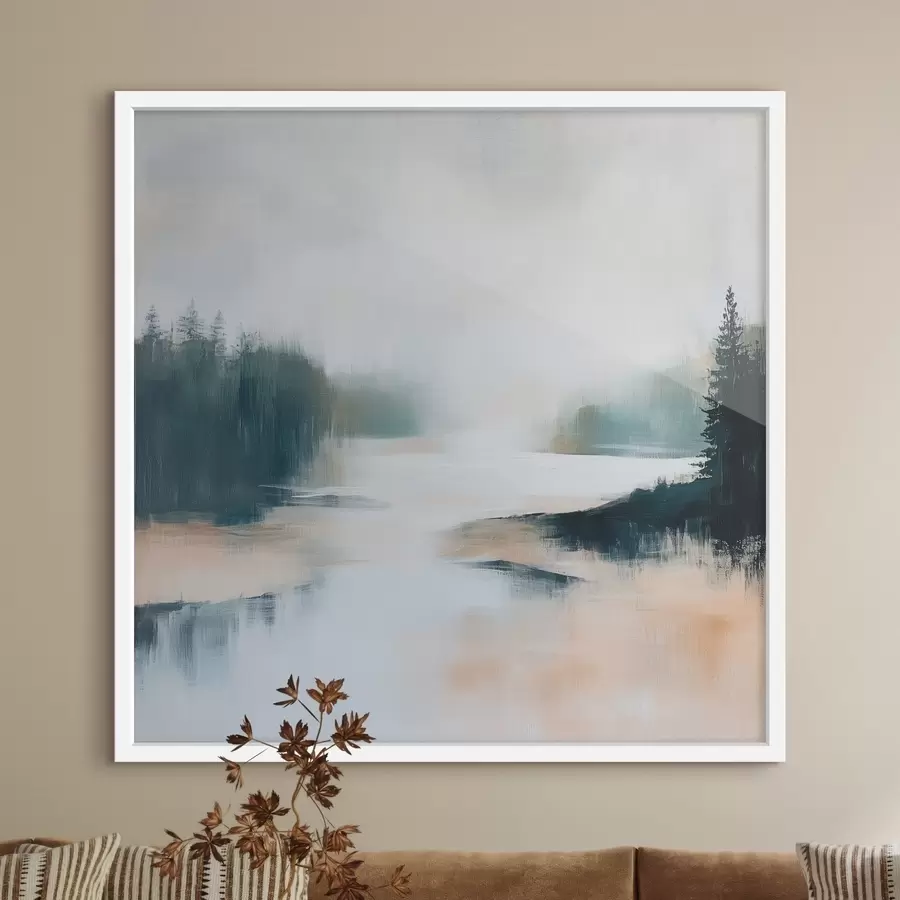 Fototapeedid Abstraktne metsamaastik roosa ja sinise toonides kaasaegses maalikunstistiilis f48862