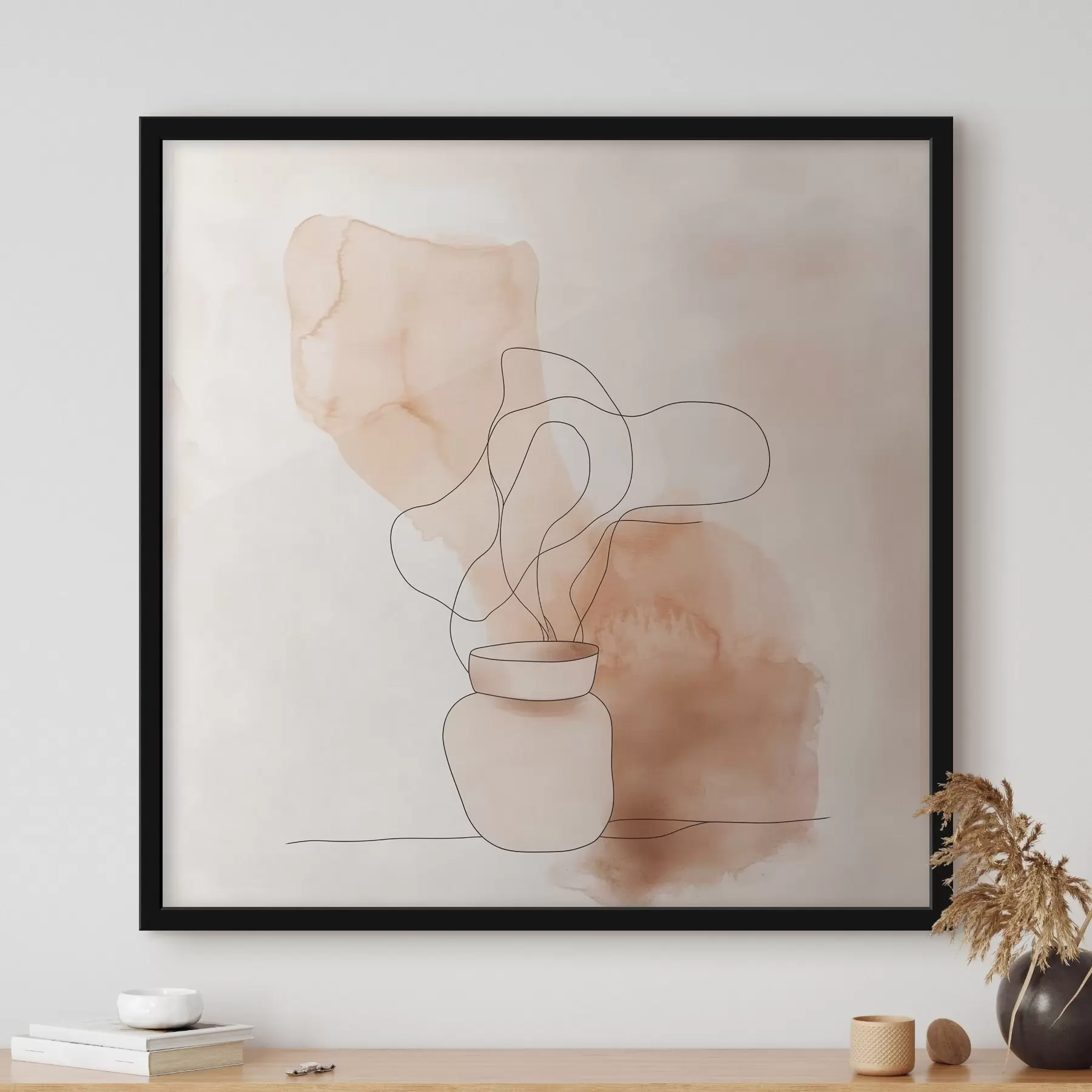 Fototapeedid Lakoniline kompositsioon vaasiga ja graafiliste joontega minimalistlikus stiilis f48869