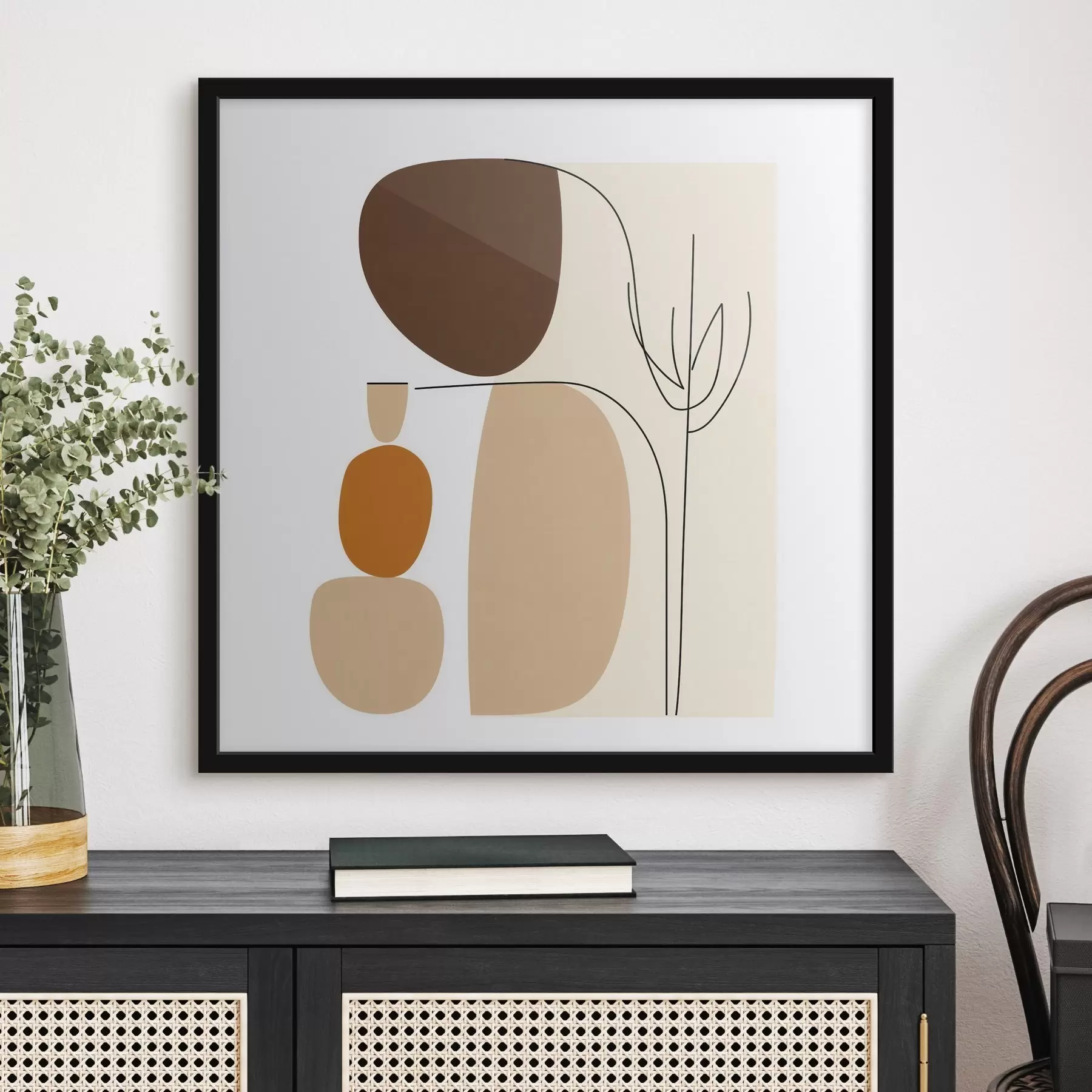 Fototapeedid Minimalistlikus stiilis abstraktne kompositsioon õhukeste varte ja lihtsate vormidega f48871