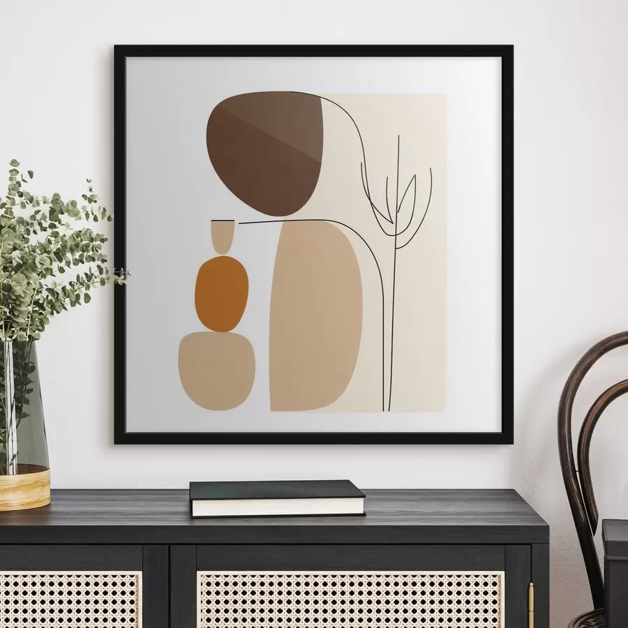 Fototapeedid Minimalistlikus stiilis abstraktne kompositsioon õhukeste varte ja lihtsate vormidega f48871