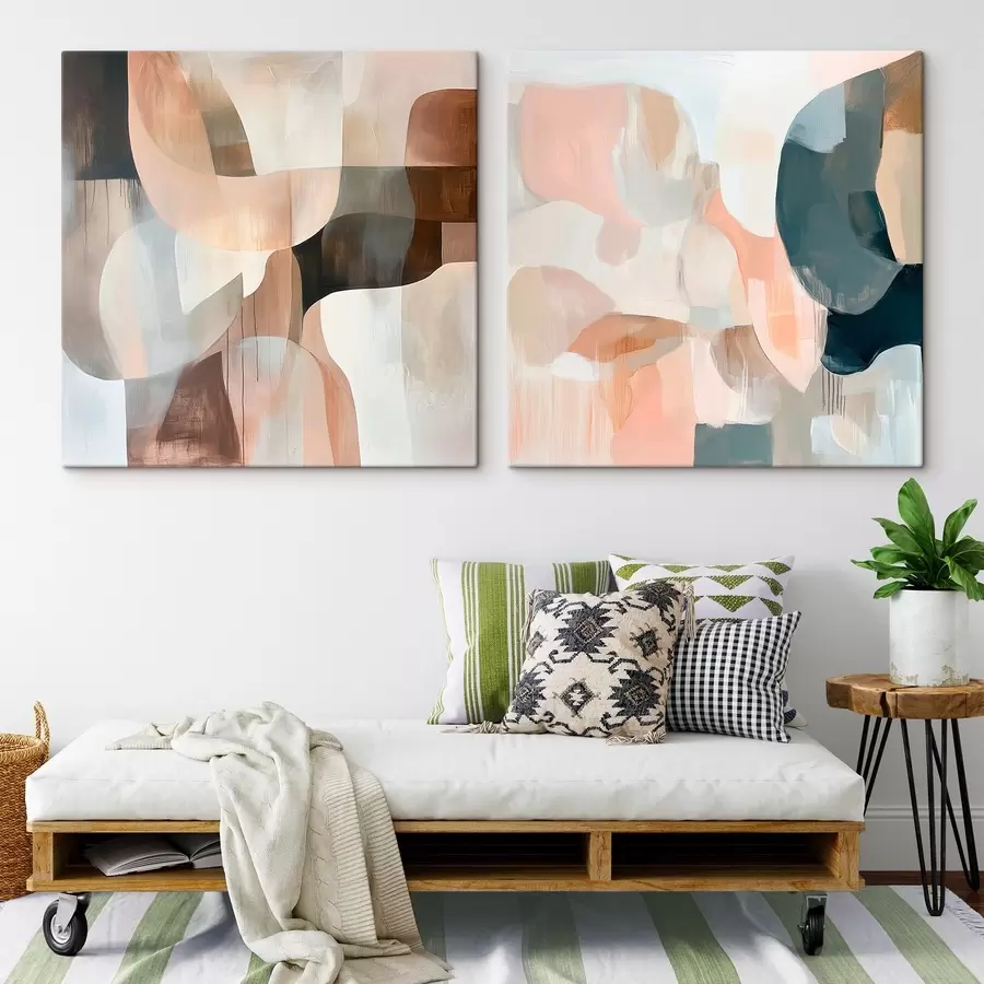 Pilt Minimalistlik stseen beež-roosa ja halli toonides kunstilises stiilis m30356