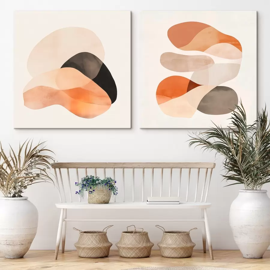 Pilt Kunstilise plakatistiilis kompositsioon, milles on pehmed ümarad vormid ja õrnad varjud m30358