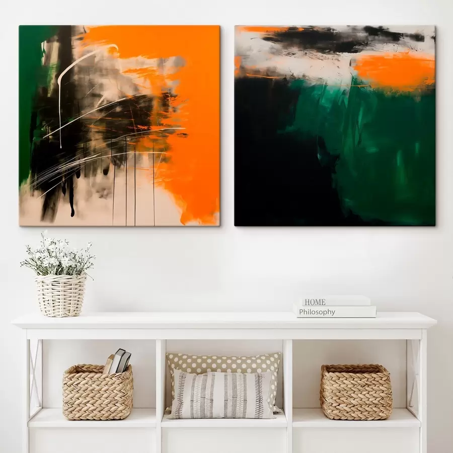 Pilt Minimalistlikus stiilis kompositsioon, milles domineerivad väljendusrikad pintslitõmbed ja sügavad tumedad toonid m30359