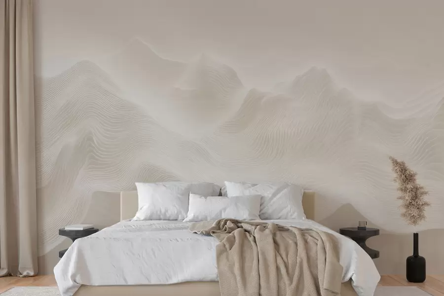Fototapeedid Minimalistlikus stiilis abstraktsed lainjad mäed beežides toonides w09713