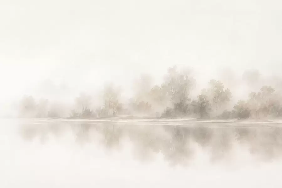 Fototapeedid Minimalistlik udune maastik, millel on õrnad peegeldused soojades neutraalsetes toonides w05606