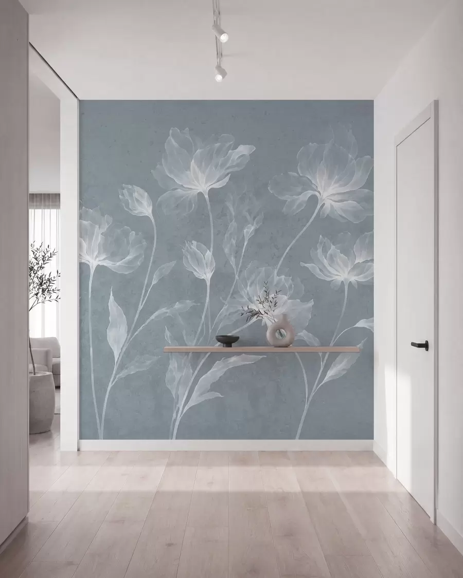Fototapeedid Elegantsed õhulised lilled läbipaistvate kihiliste kroonlehtedega pikkadel õrgetel varretel w05579v2