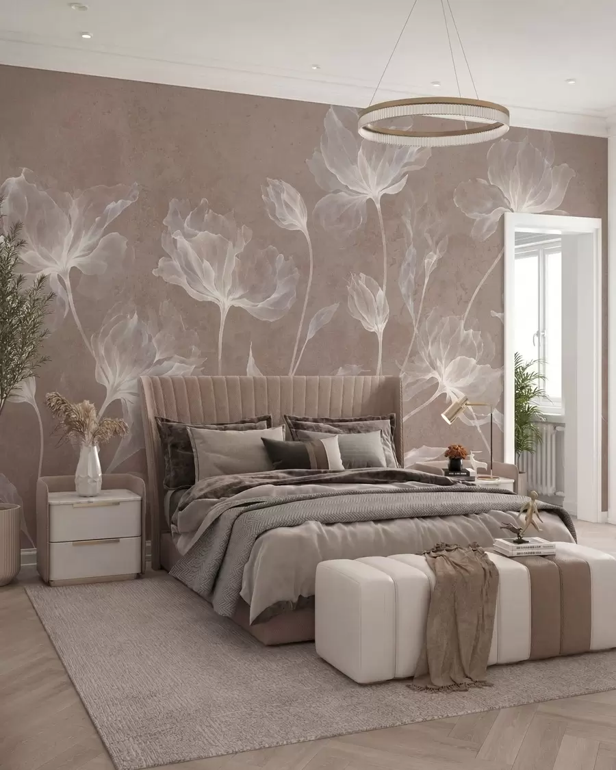 Fototapeedid Elegantsed õhulised lilled läbipaistvate kihiliste kroonlehtedega pikkadel õrgetel varretel w05579v3