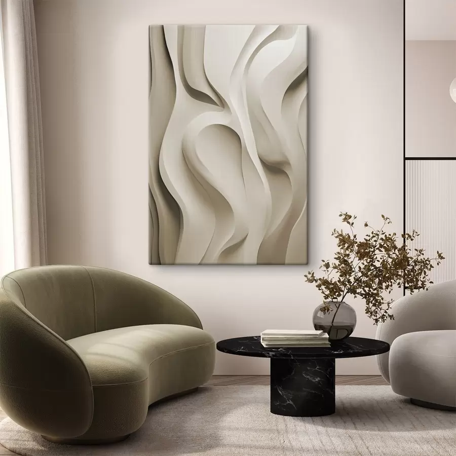 Pilt Abstraktsed beežid lainelised vormid sujuvate kõverustega, kaasaegne minimalistlik kunst s49149