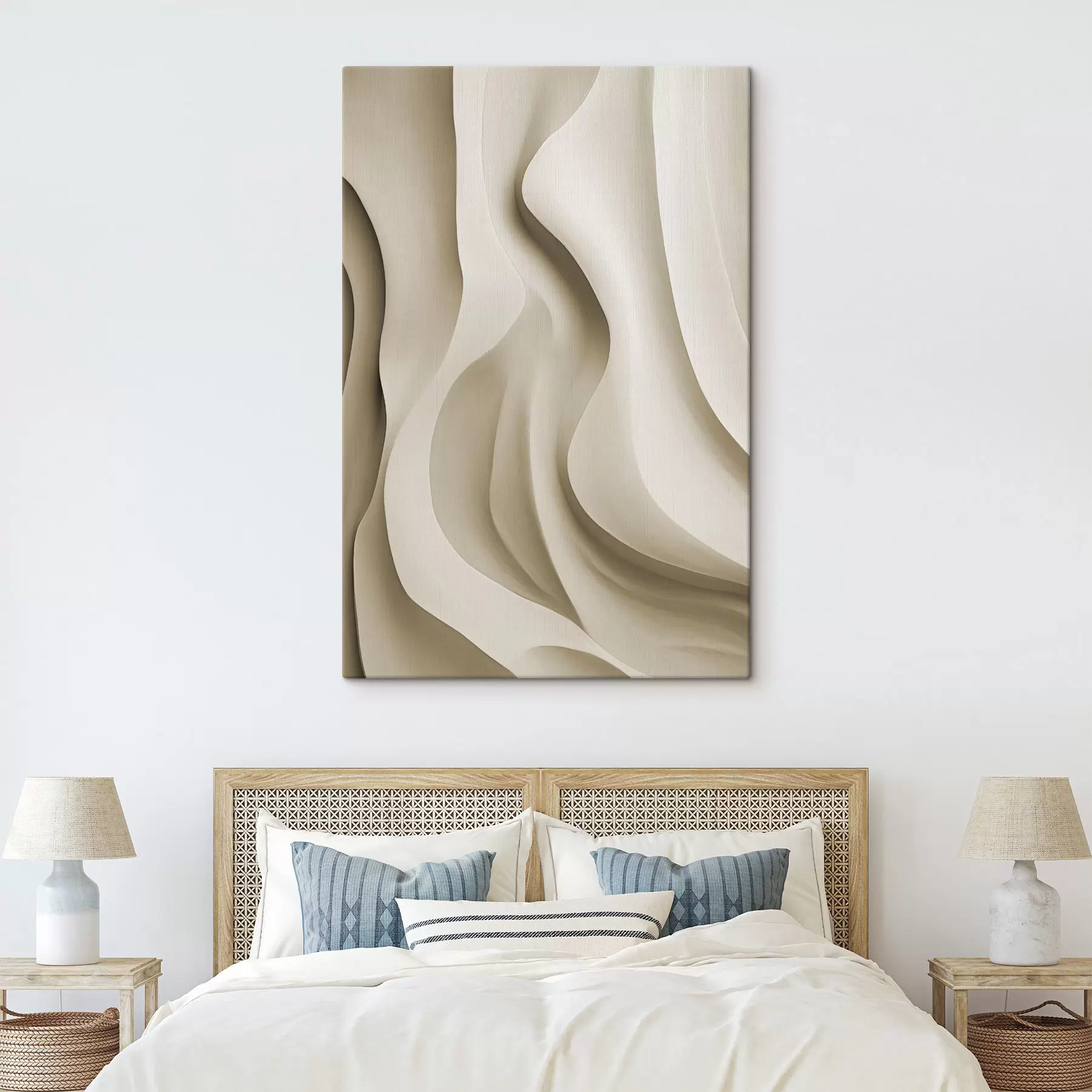 Pilt Abstraktsed beežid lainelised vormid sujuvate kõverustega, kaasaegne minimalistlik kunst s49150