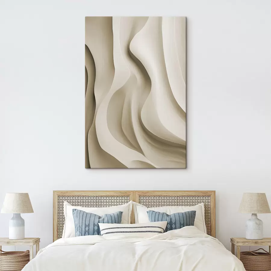 Pilt Abstraktsed beežid lainelised vormid sujuvate kõverustega, kaasaegne minimalistlik kunst s49150