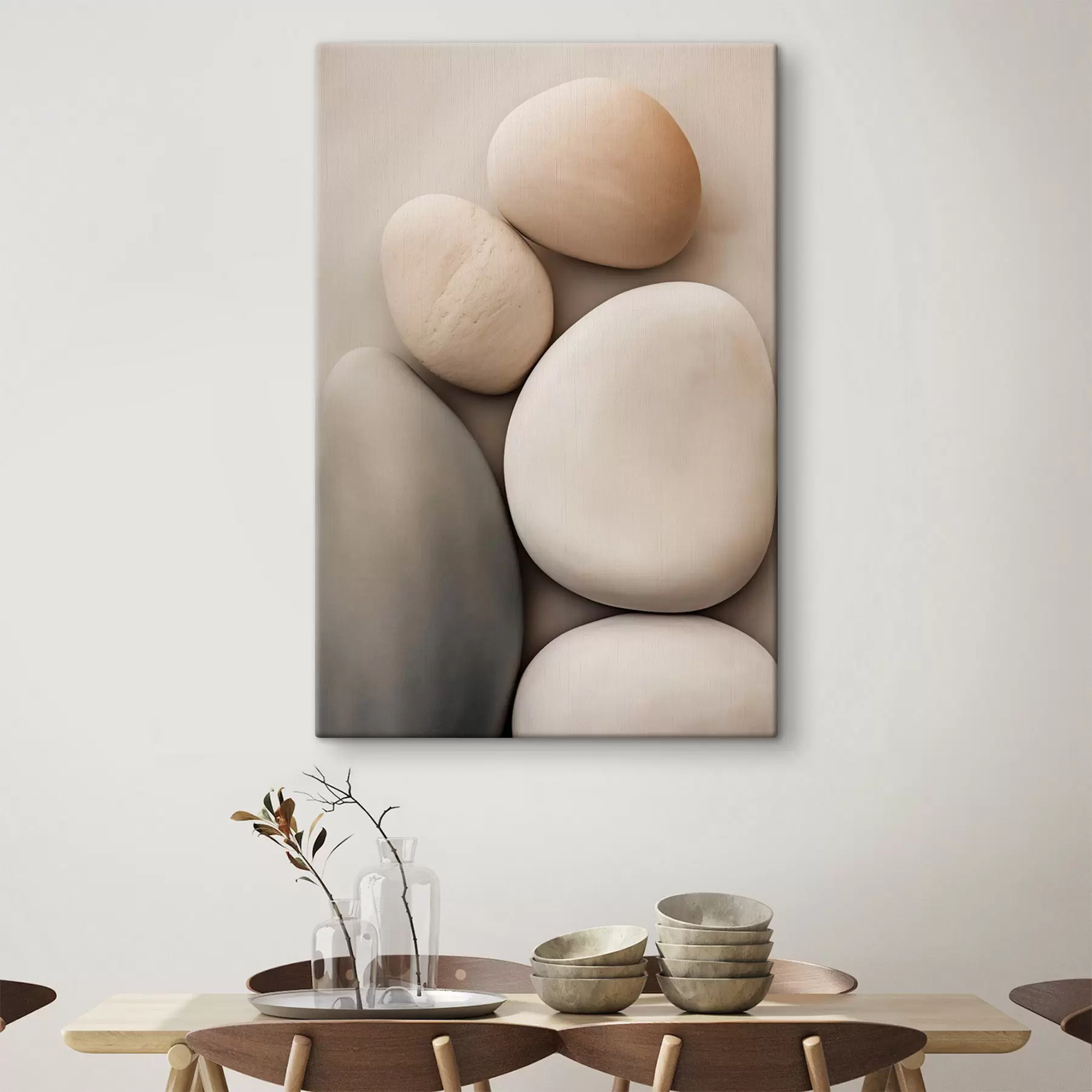 Pilt Siledad, ümarad kivid erinevates neutraalsetes toonides, minimalism s49171