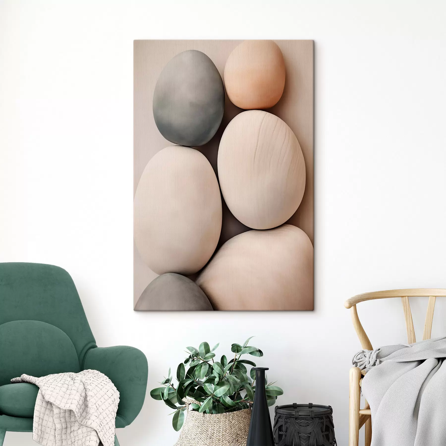 Pilt Siledad, ümarad kivid erinevates neutraalsetes toonides, minimalism s49172