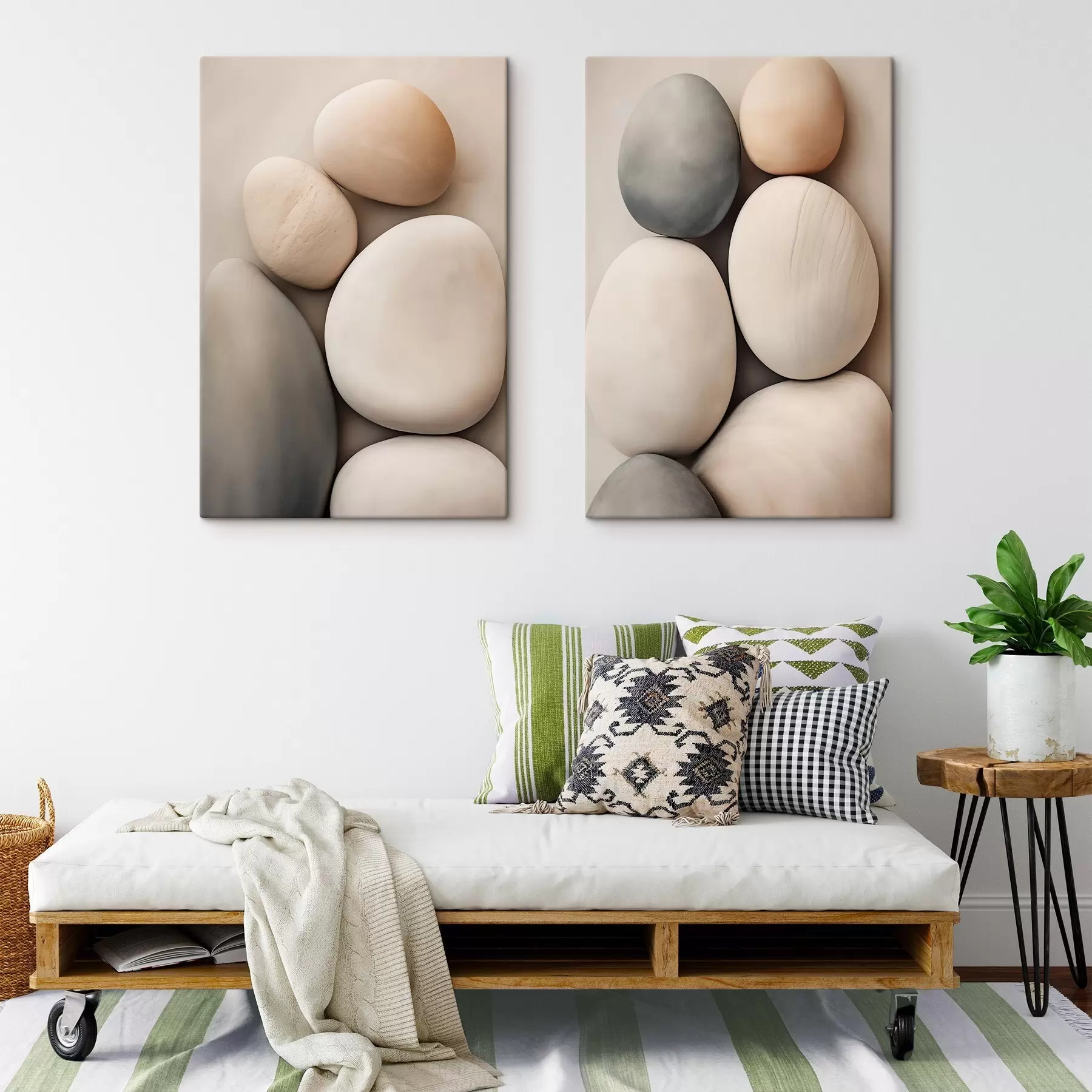 Pilt Siledad, ümarad kivid erinevates neutraalsetes toonides, minimalism m30482