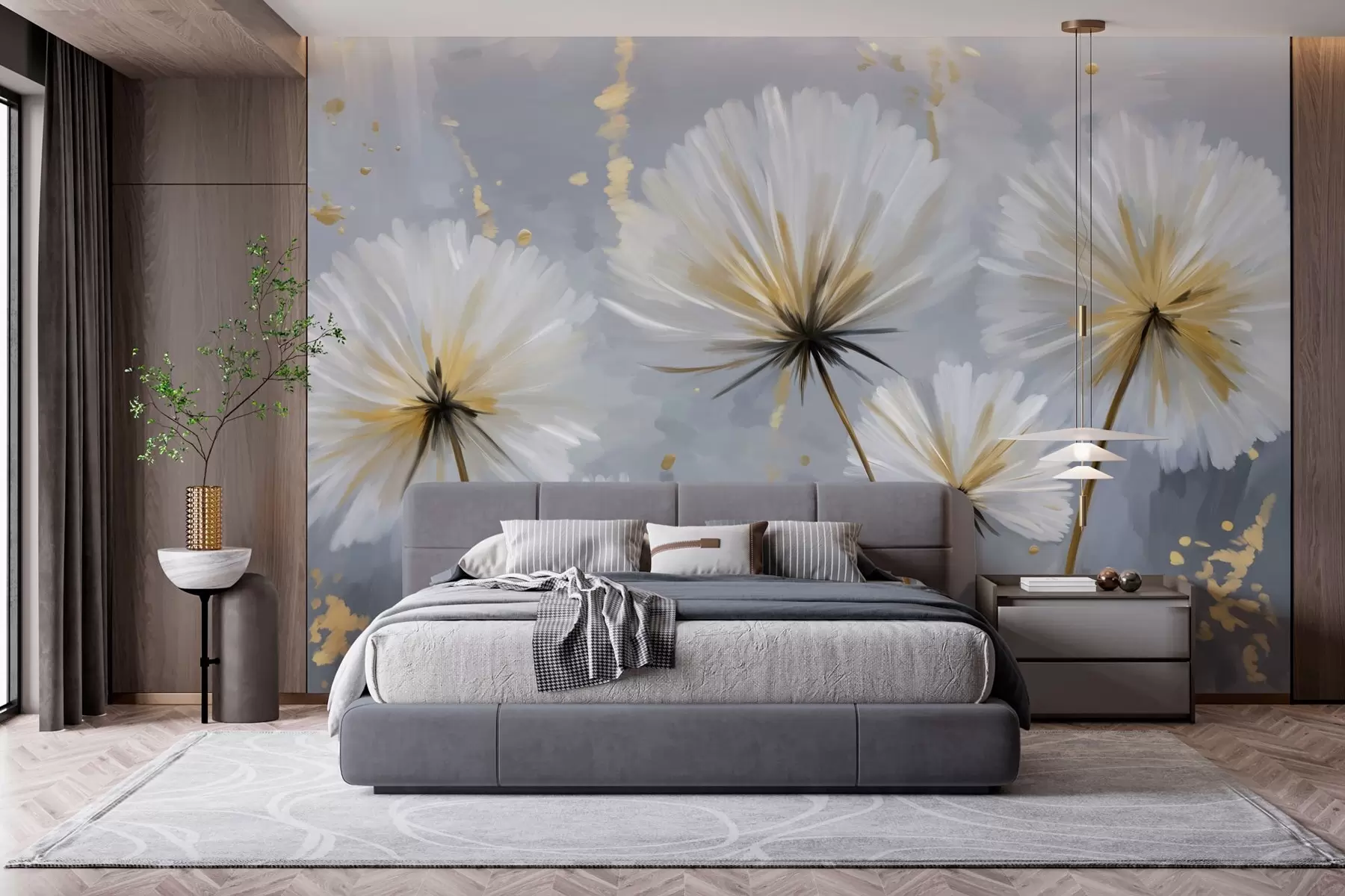 Fototapeedid lopsakad võililled maalilises stiilis w05570