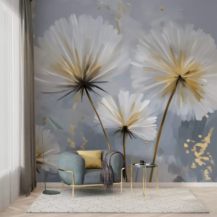 Fototapeedid lopsakad võililled maalilises stiilis w05570