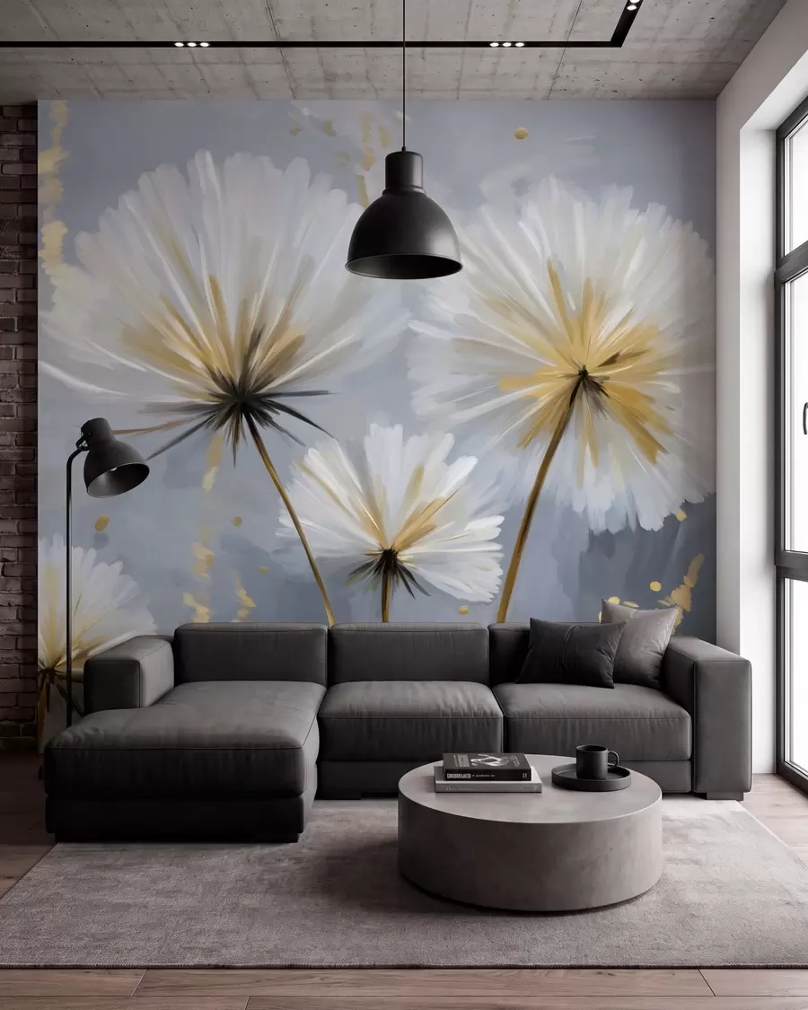 Fototapeedid lopsakad võililled maalilises stiilis w05570