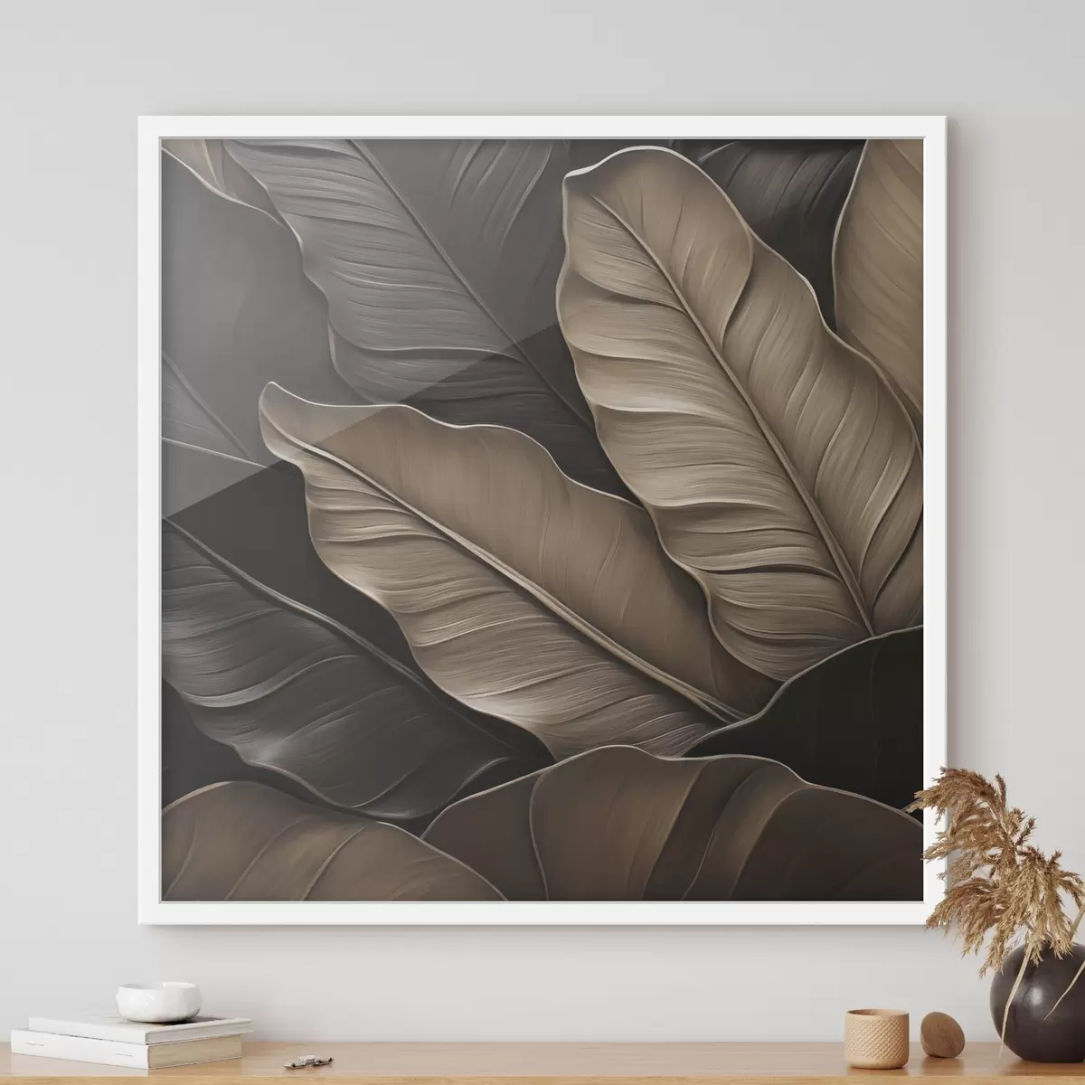 Plakat Lehed, tasapinnaline kujutis, reljeefsete pintslitõmbedega imitatsioon f49143