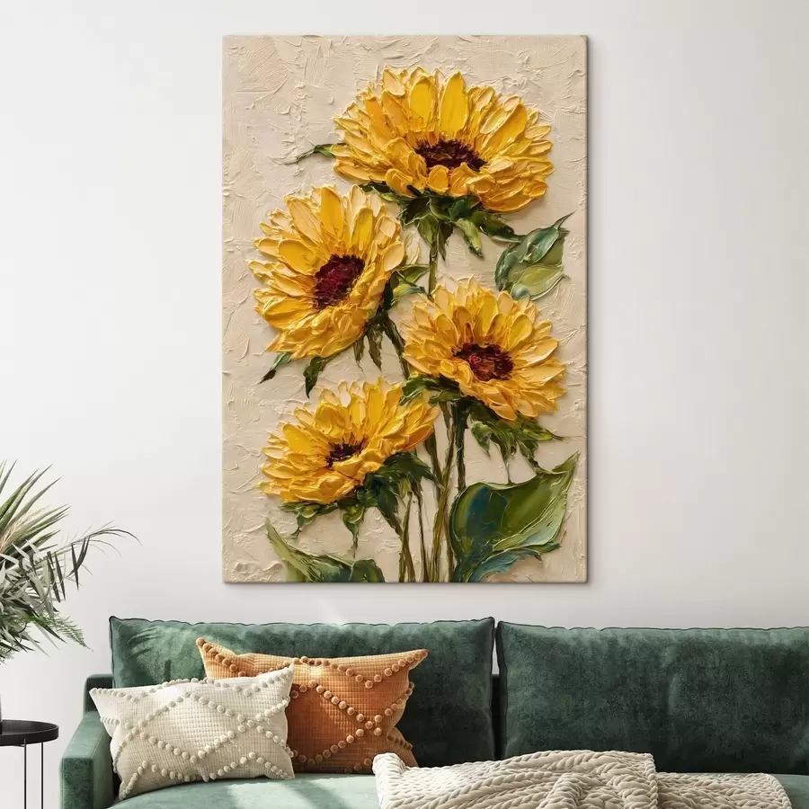 Pilt Lopsakad päevalilled impasto-tehnikas s49231