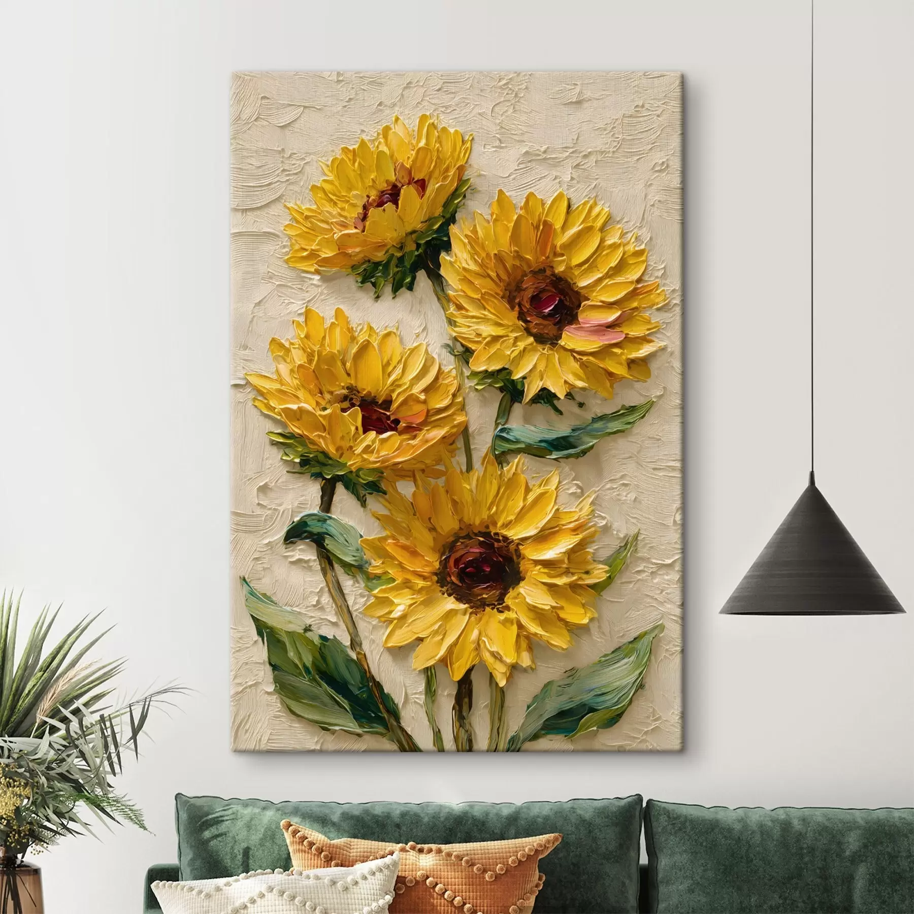Pilt Lopsakad päevalilled impasto-tehnikas s49232
