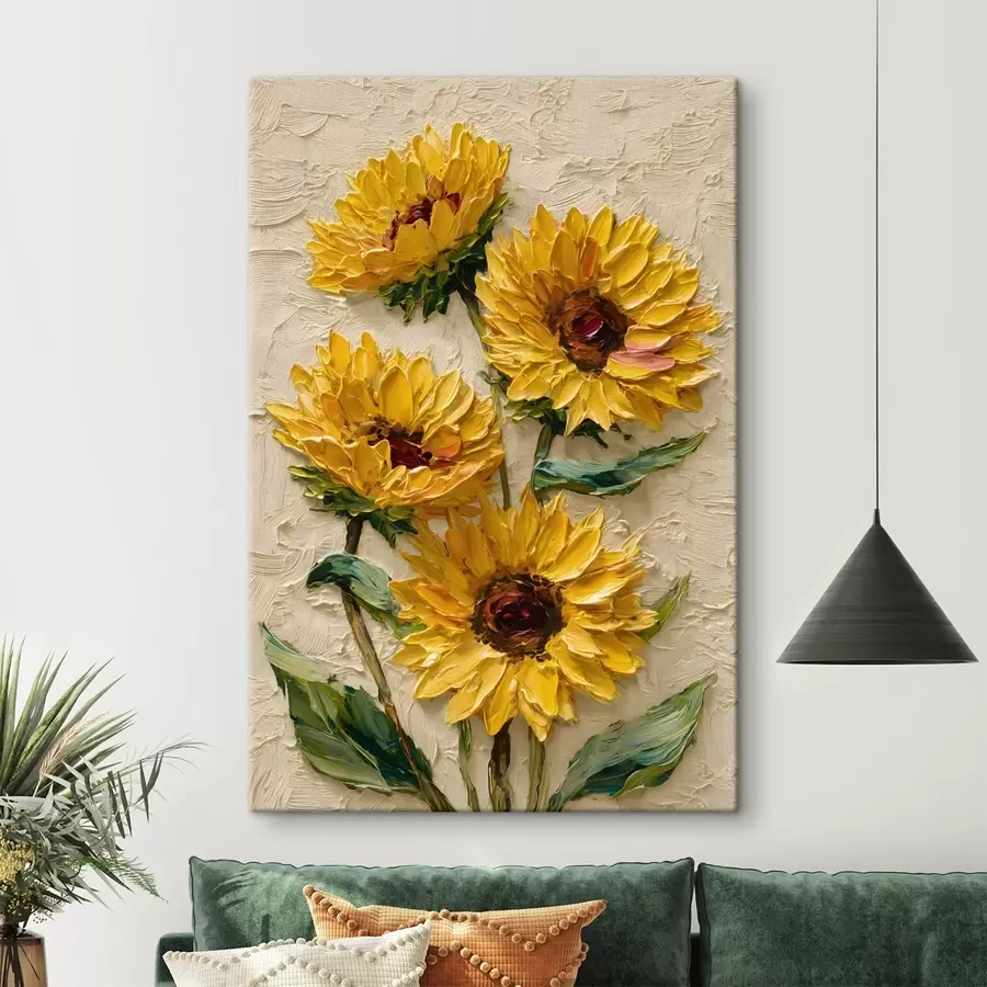 Pilt Lopsakad päevalilled impasto-tehnikas s49232