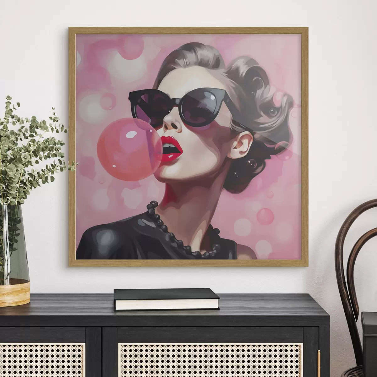 Plakat Päikeseprillidega tüdruku imitatsioonillustratsioon f49385
