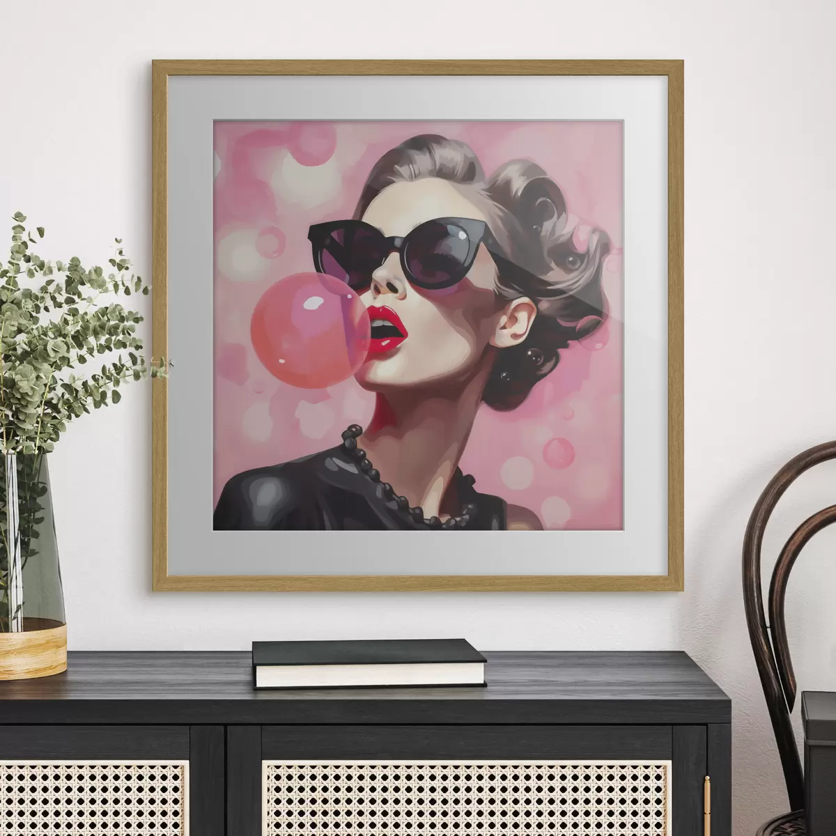 Plakat Päikeseprillidega tüdruku imitatsioonillustratsioon f49385