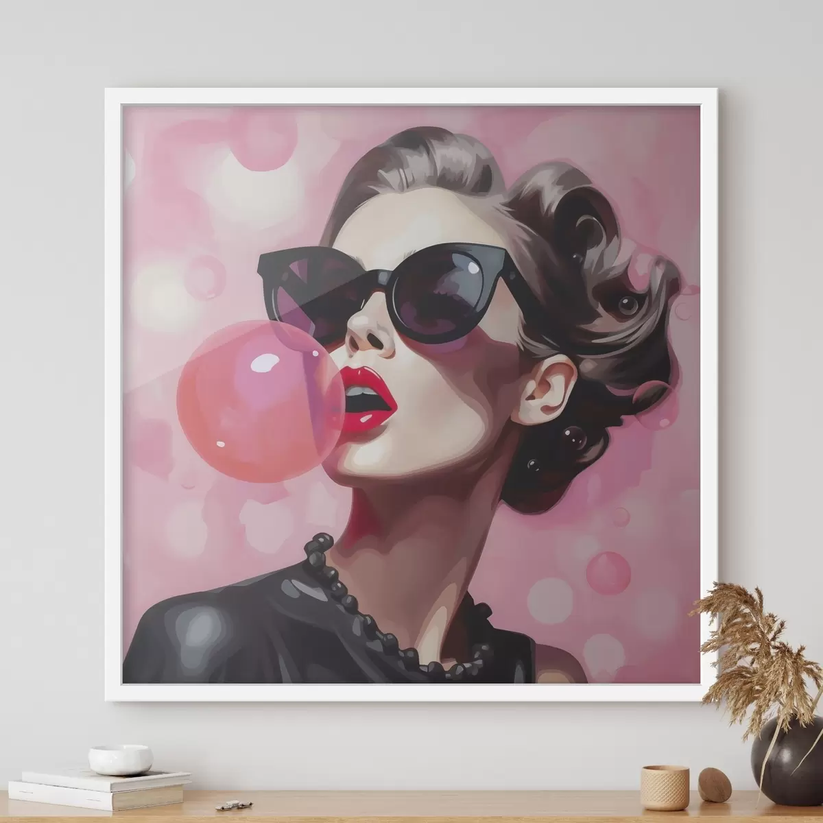 Plakat Päikeseprillidega tüdruku imitatsioonillustratsioon f49385