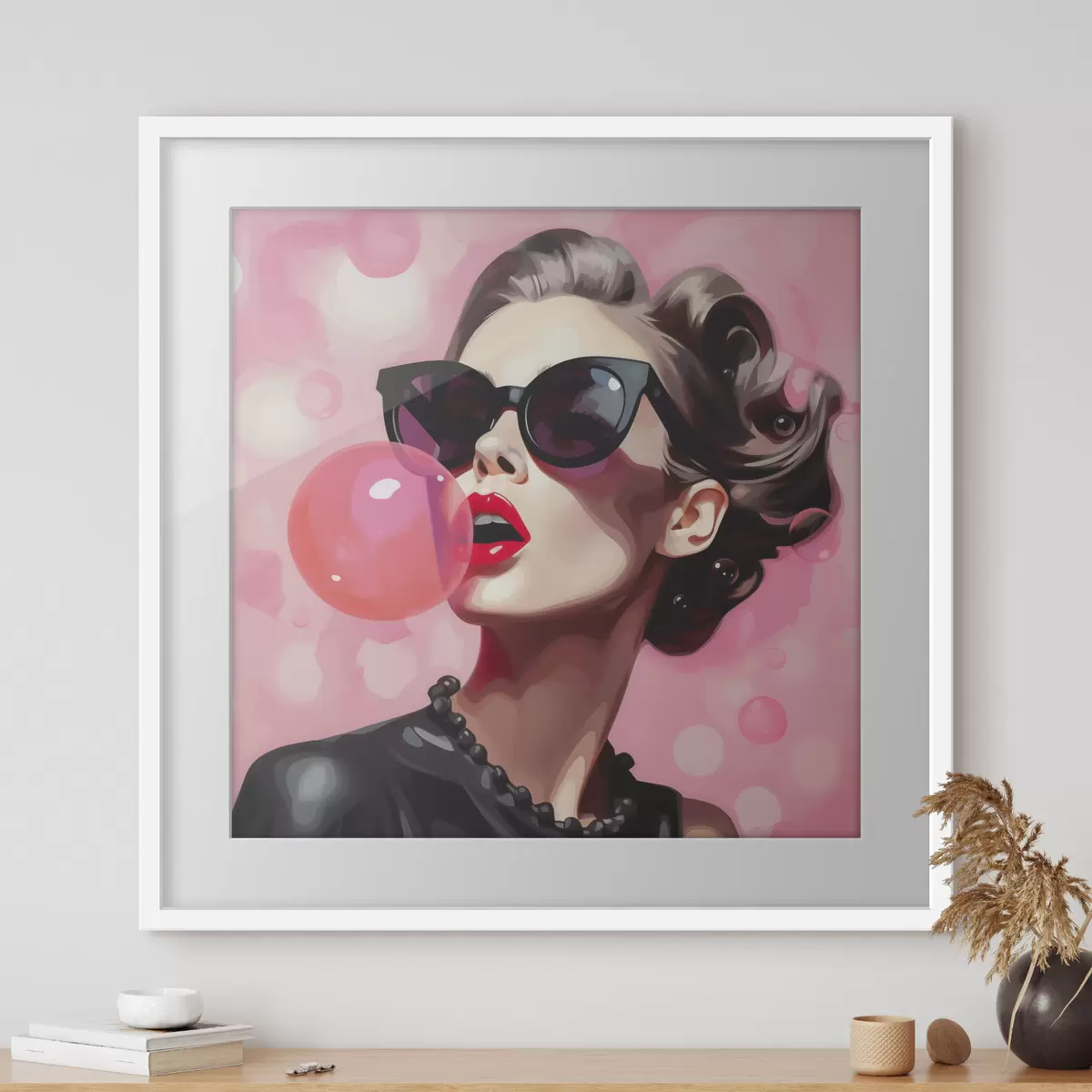 Plakat Päikeseprillidega tüdruku imitatsioonillustratsioon f49385