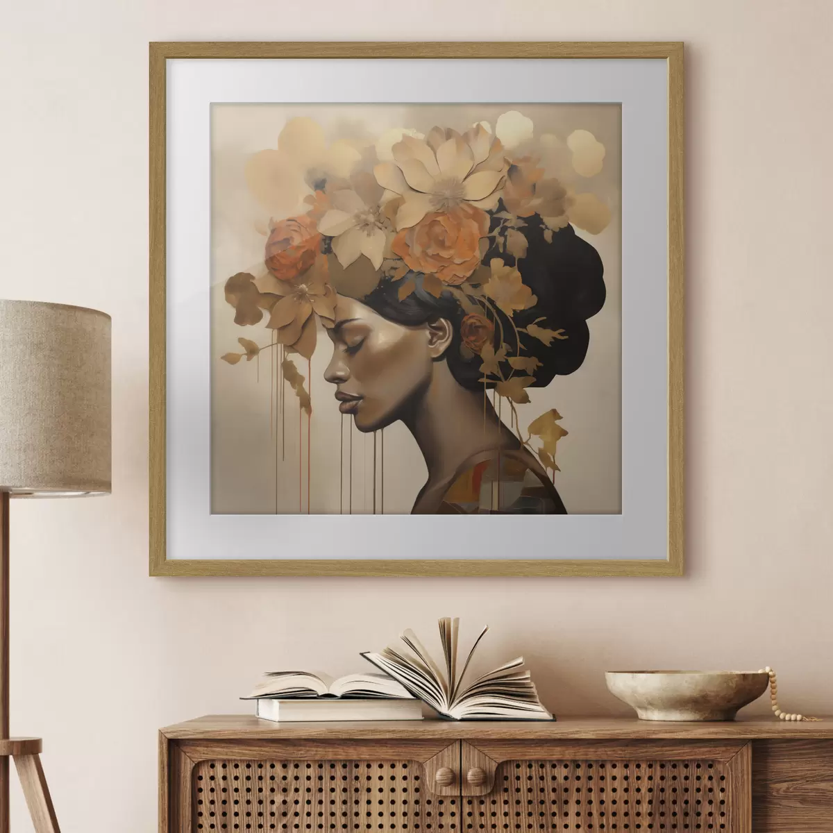 Plakat Tüdruk lilledega juustes – maali koopia f49402