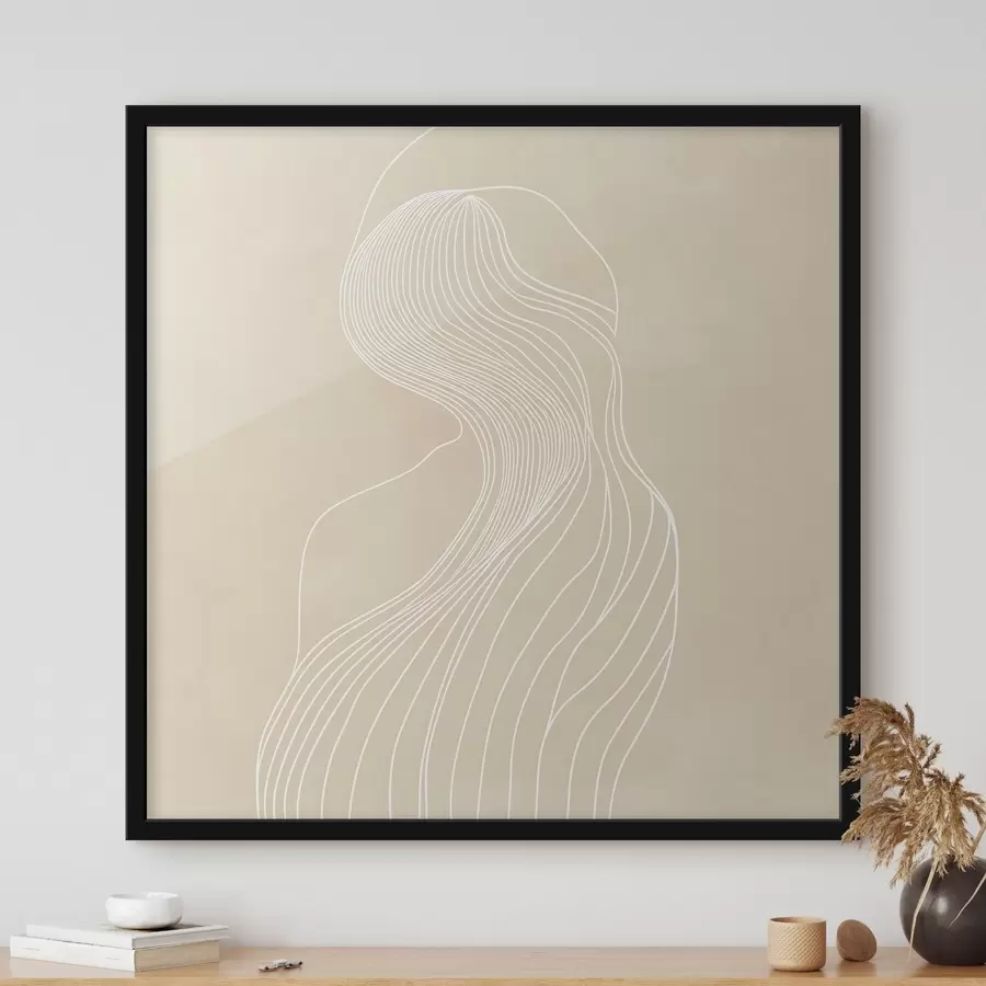 Fototapeedid Minimalistlikus stiilis abstraktne naise siluett valgetest joontest f48875