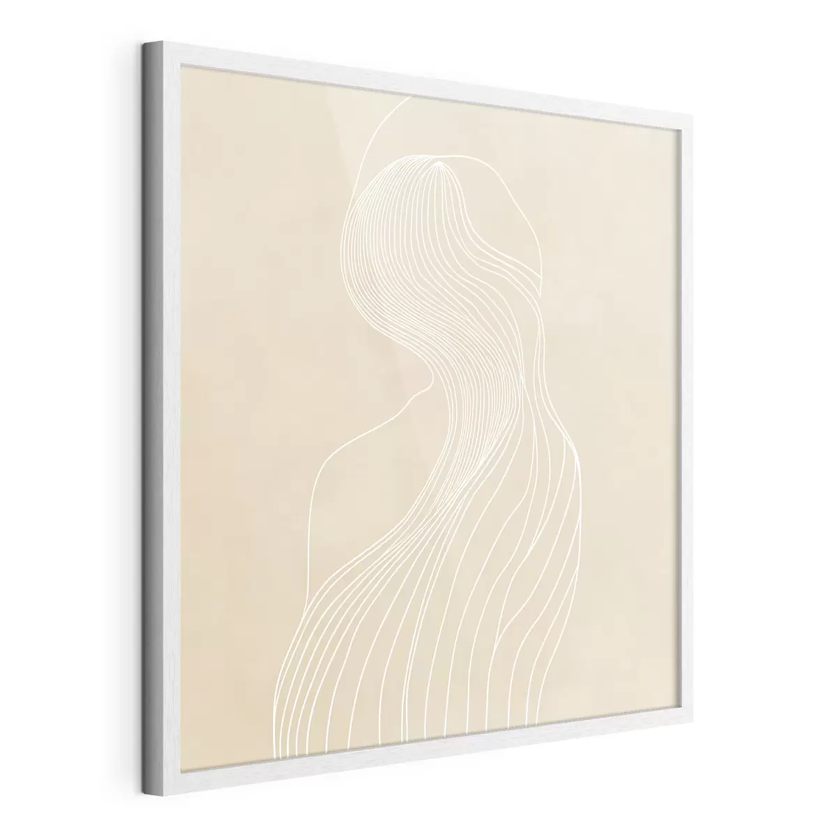 Plakat Minimalistlikus stiilis abstraktne naise siluett valgetest joontest f48875