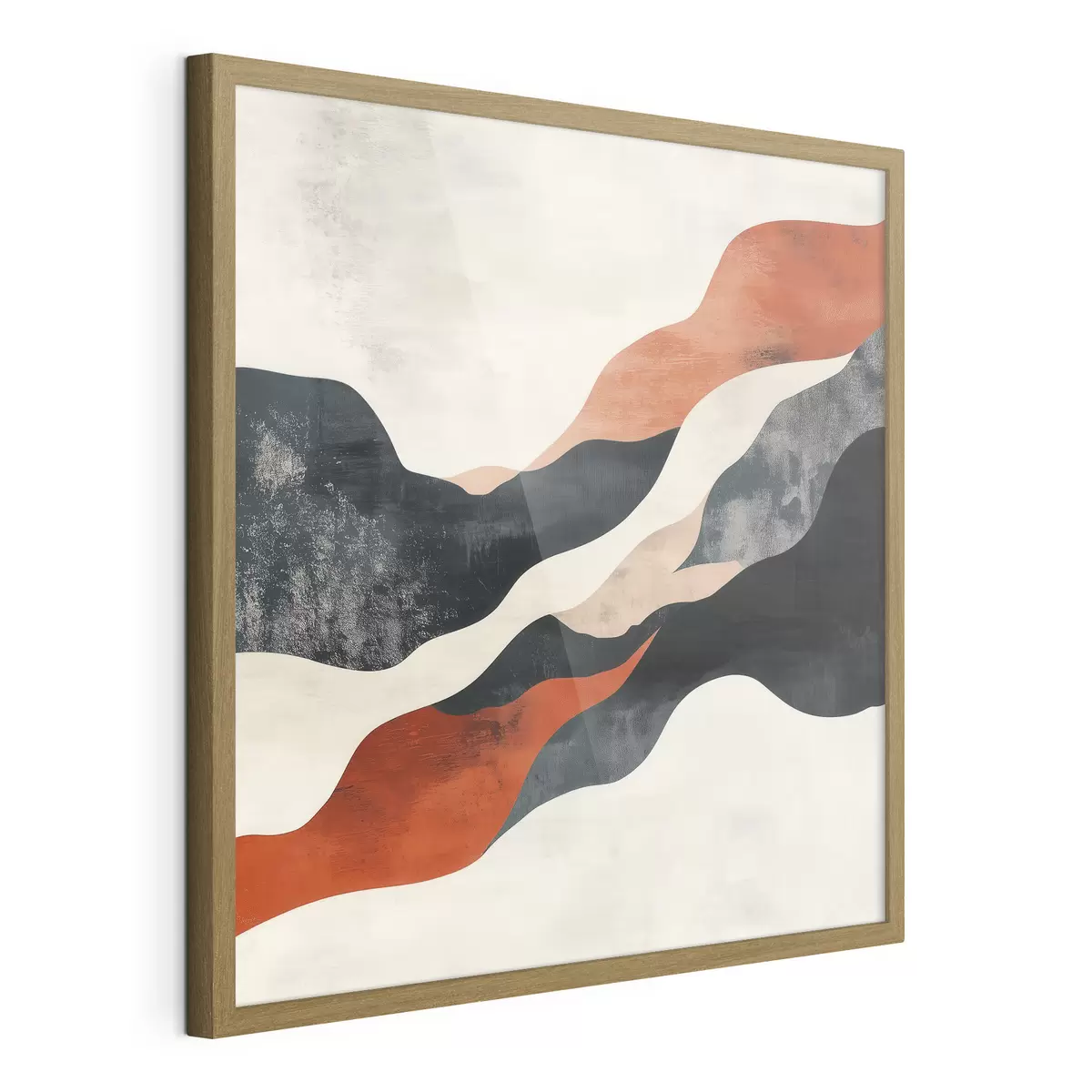 Plakat Abstraktne lainjas maastik kontrastsetes terrakota- ja tumesinistes toonides f48881