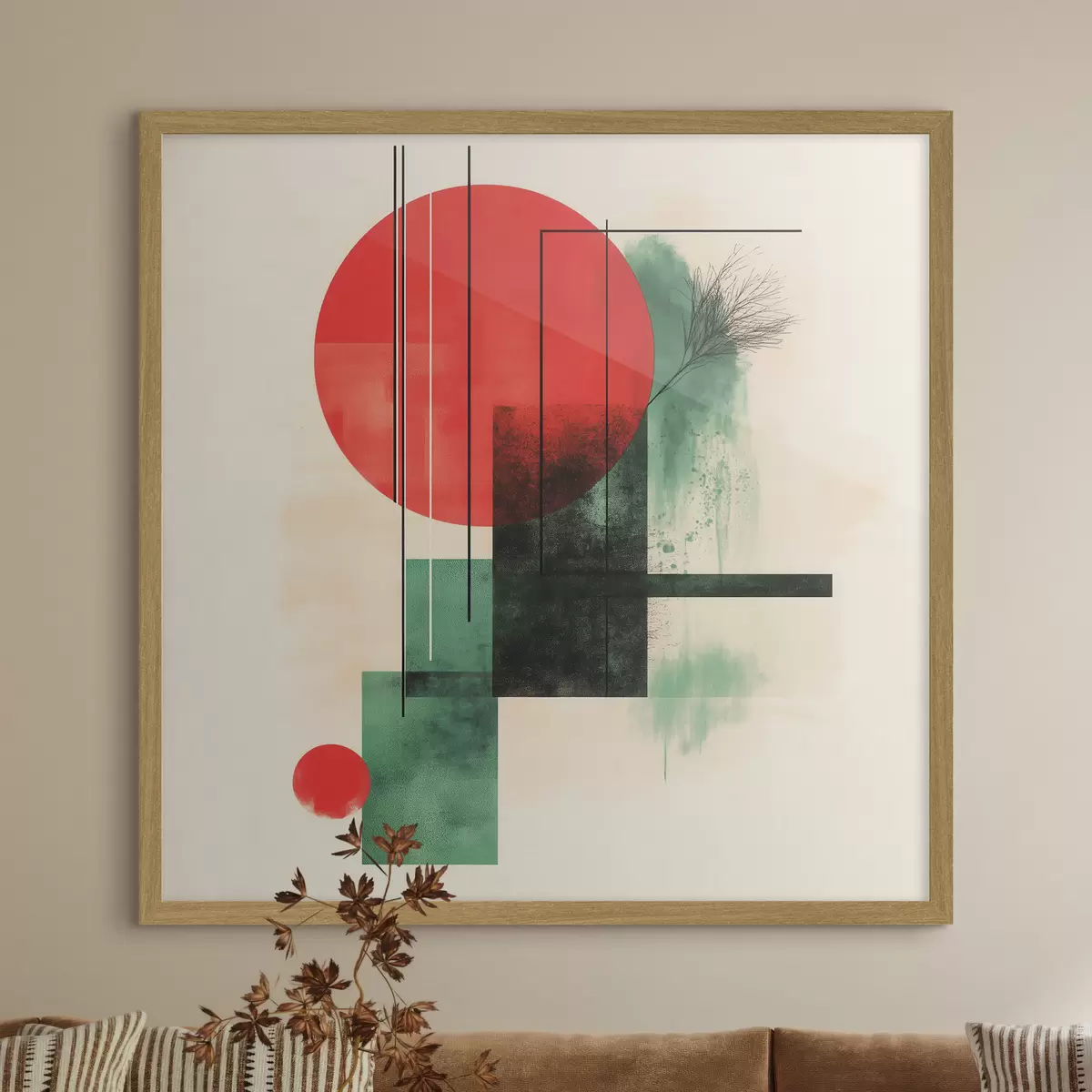 Plakat Kaasaegne kunstiline kompositsioon graafiliste joonte ja tekstuurielementidega f48887