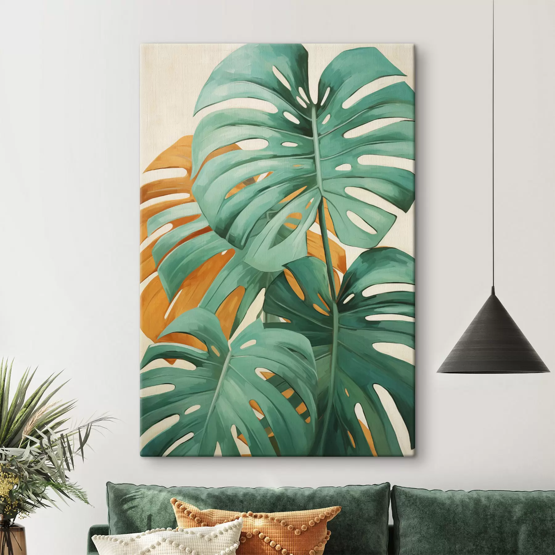 Pilt Suured monstera lehed, minimalistlik tekstuuriga kunst s49468