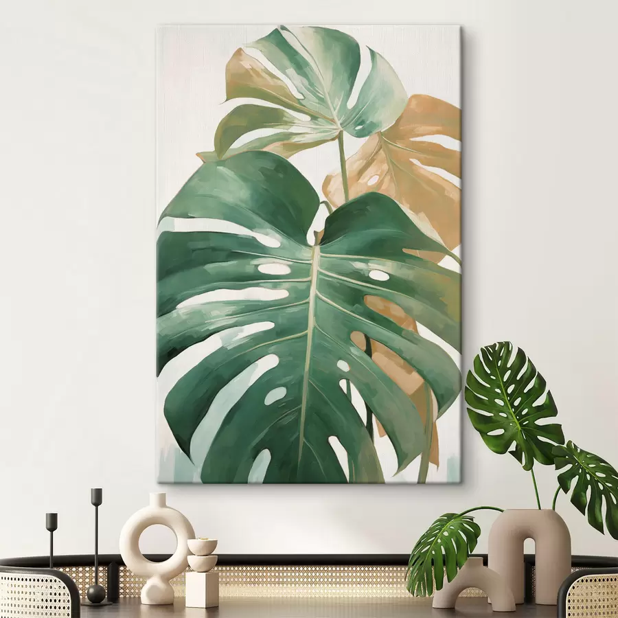 Pilt Suured monstera lehed, minimalistlik tekstuuriga kunst s49469