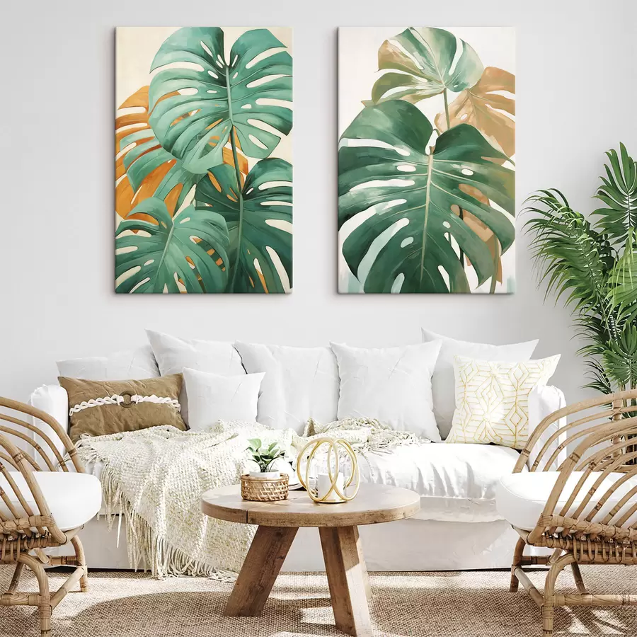 Pilt Suured monstera lehed, minimalistlik tekstuuriga kunst m30570