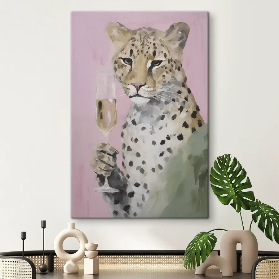 Pilt Leopard, kes hoiab klaasist imitatsiooni s49511