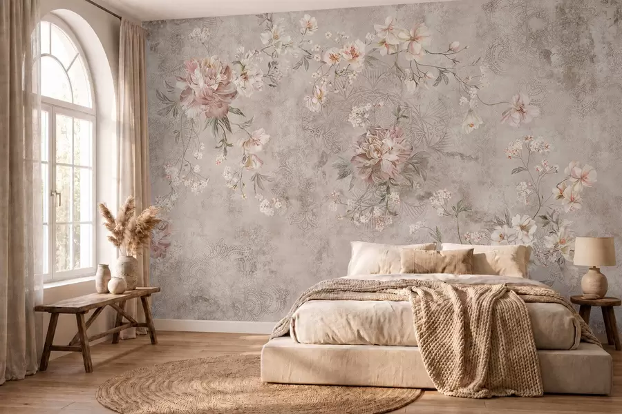 Fototapeedid Lilleline ornament tekstuurse heleda taustal w05698