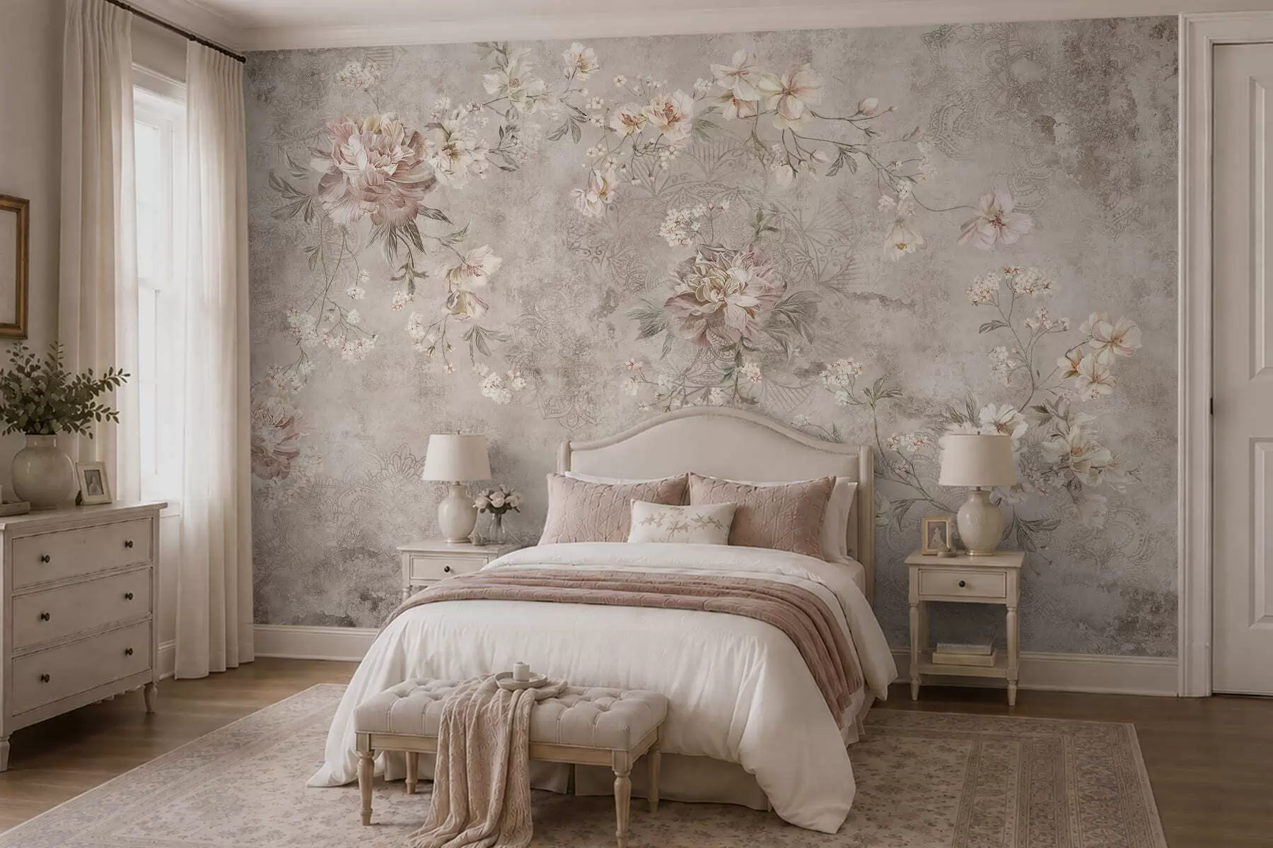 Fototapeedid Lilleline ornament tekstuurse heleda taustal w05698