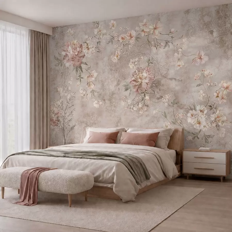 Fototapeedid Lilleline ornament tekstuurse heleda taustal w05698