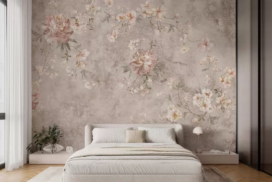 Fototapeedid Lilleline ornament tekstuurse heleda taustal w05698