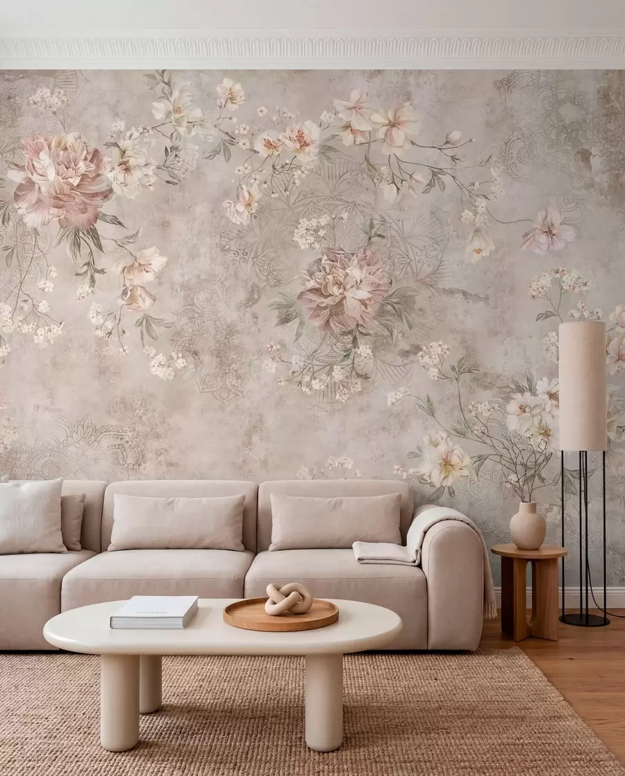 Fototapeedid Lilleline ornament tekstuurse heleda taustal w05698