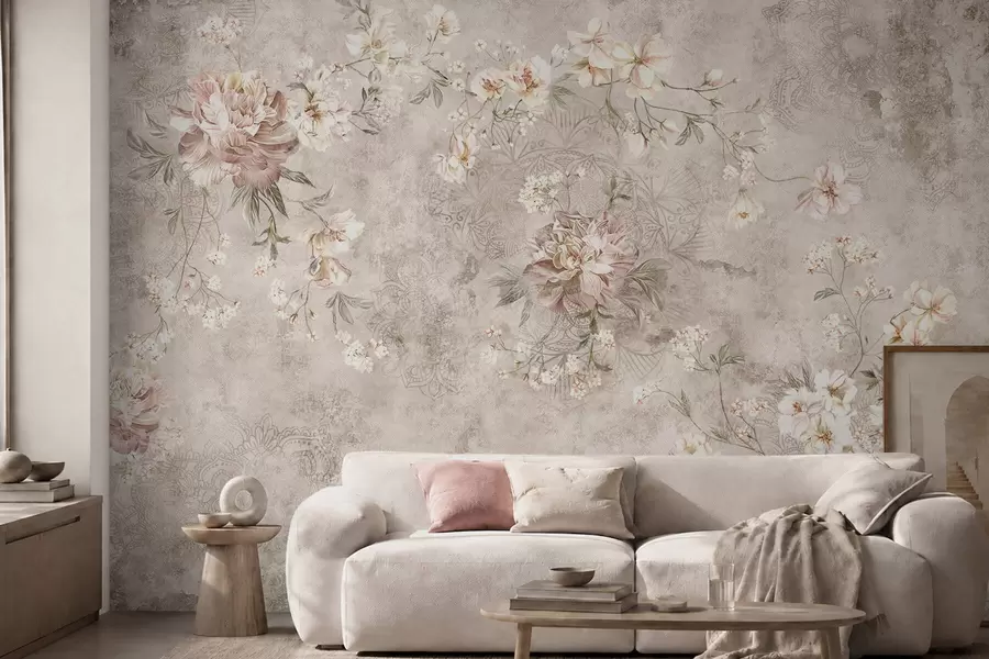 Fototapeedid Lilleline ornament tekstuurse heleda taustal w05698