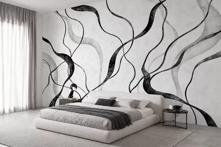 Fototapeedid Abstraktsed voolavad jooned monokroomsetes toonides w05699