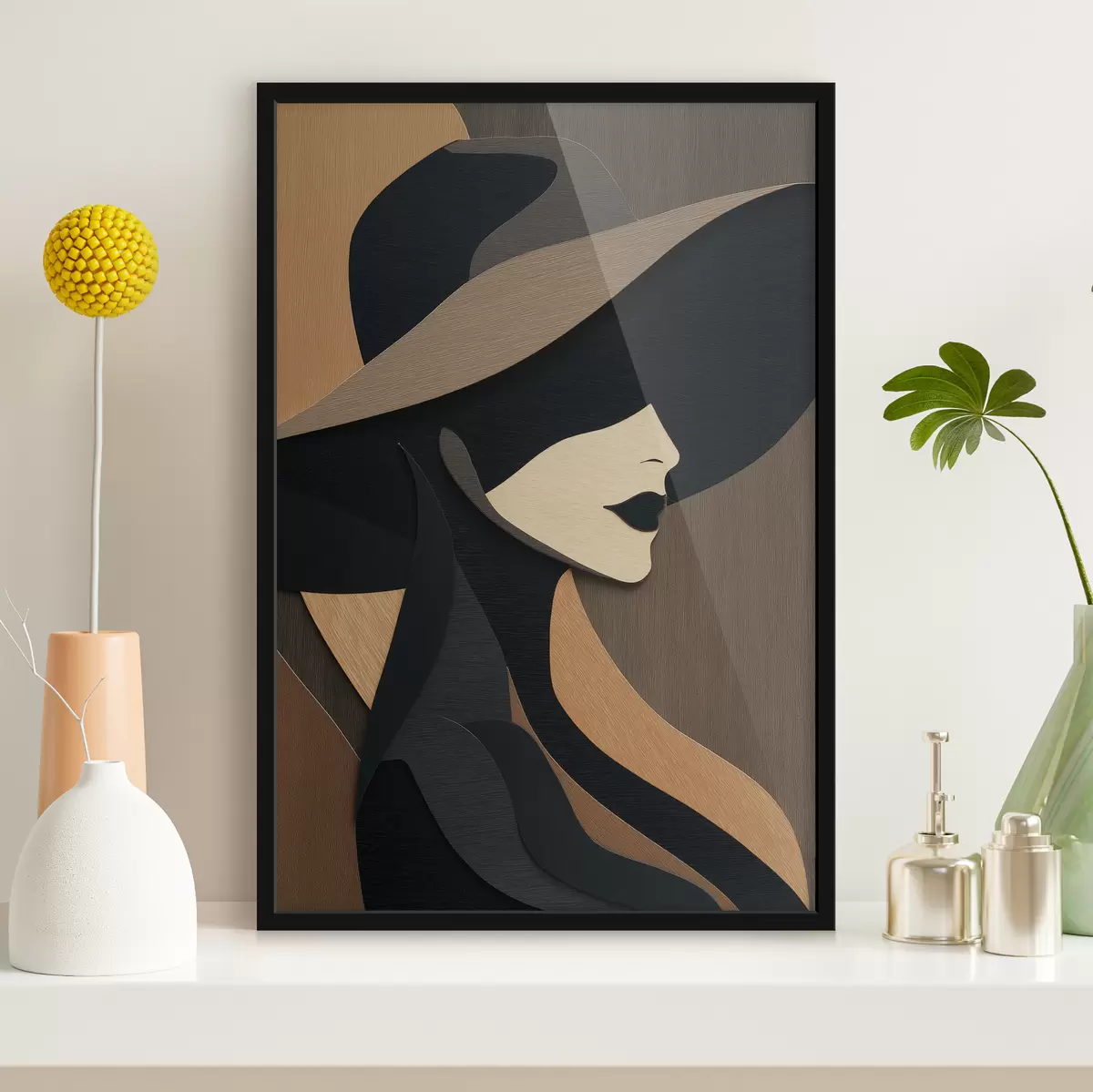 Plakat Mütsiga naise siluett f49824